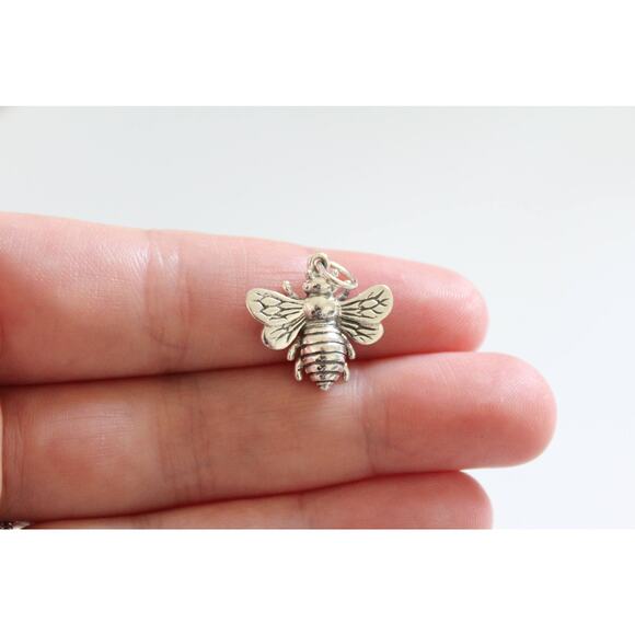 Sterling Silver Bumble Bee Pendant, Honeybee Pendant, Bee Pendant - Picture 1 of 3